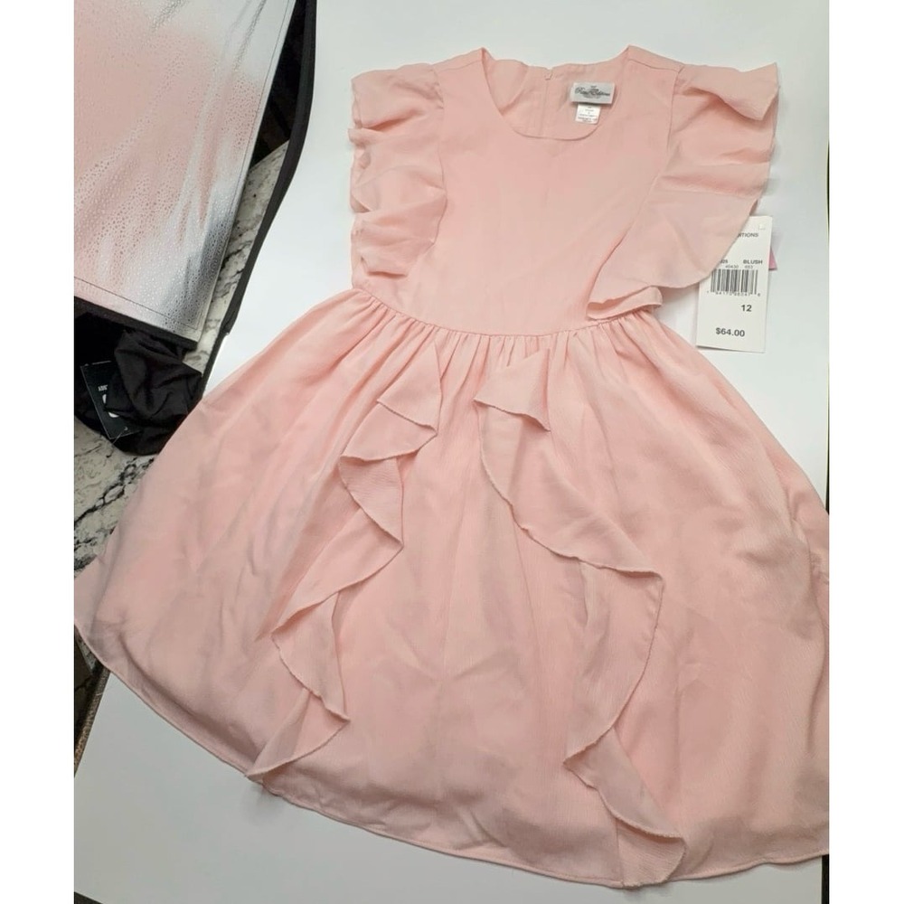 NEW beautiful girls size 12 Rare Editions fancy blush pink dress.